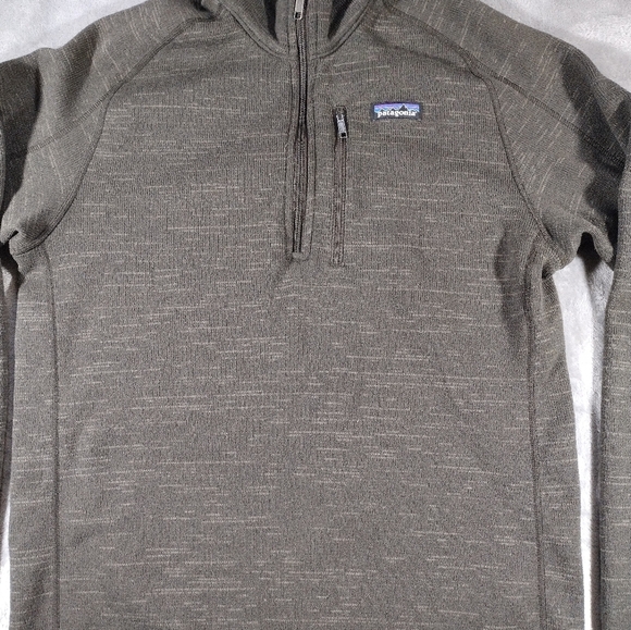 Men's Patagonia Heather Dark Brown 1/4 Zip Up Better Sweater Fleece Jacket Sz M - Picture 2 of 8